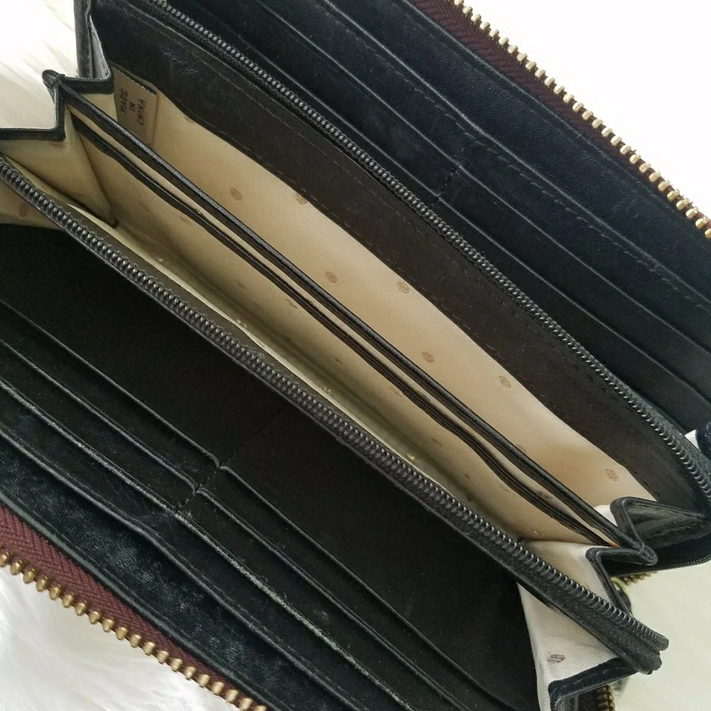 Kate Spade oxblood Quilted Zip Around Wallet